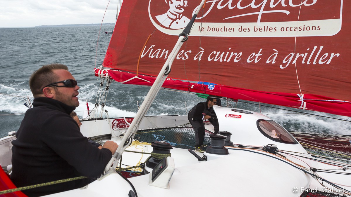 2013 _ Loïc Escoffier et Loïc Fequet (skipper) sur le Trimaran Maitre Jacques.