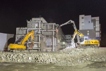 Chantier de démolition boulevard Cosmao du Manoir _ Chantier de la nouvelle Gare