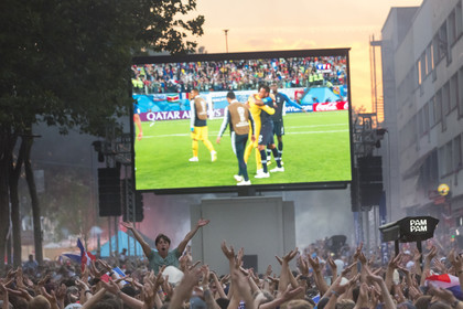 1 2 World Cup Final Football. Public broadcast on giant screen in Lorient