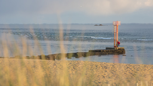Jetty of the bar of Etel in Plouhinec.