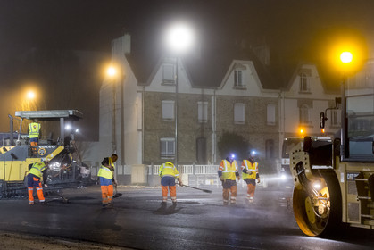 Triskell, chantier de nuit au carrefour de Kerjulaude à Lorient