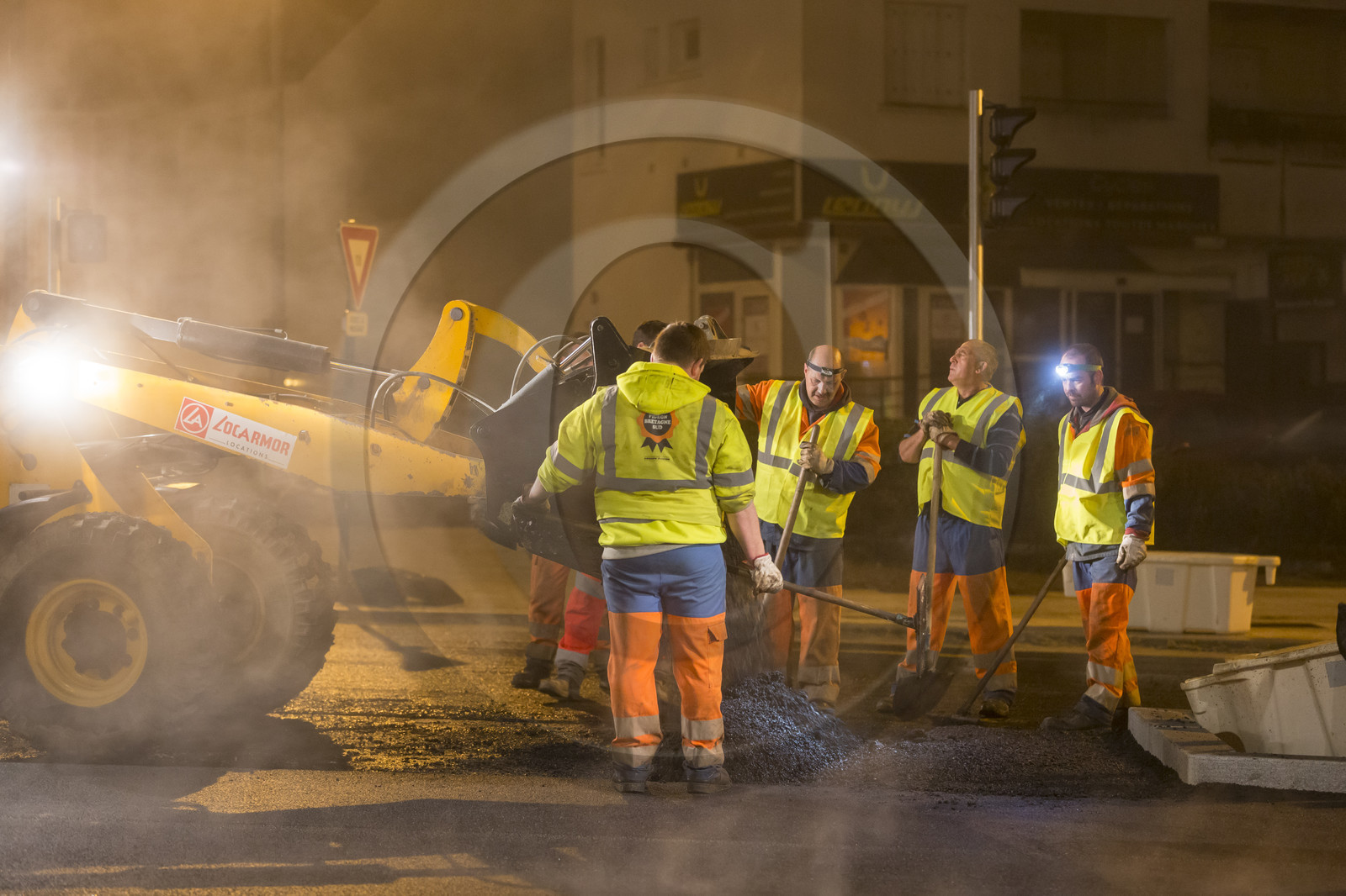Triskell, chantier de nuit au carrefour de Kerjulaude à Lorient Triskell, chantier de nuit au carrefour de Kerjulaude à Lorient