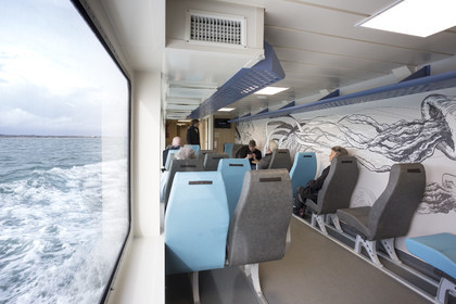 Interior of Breizh Nevez, the new boat connecting Groix and Lorient.