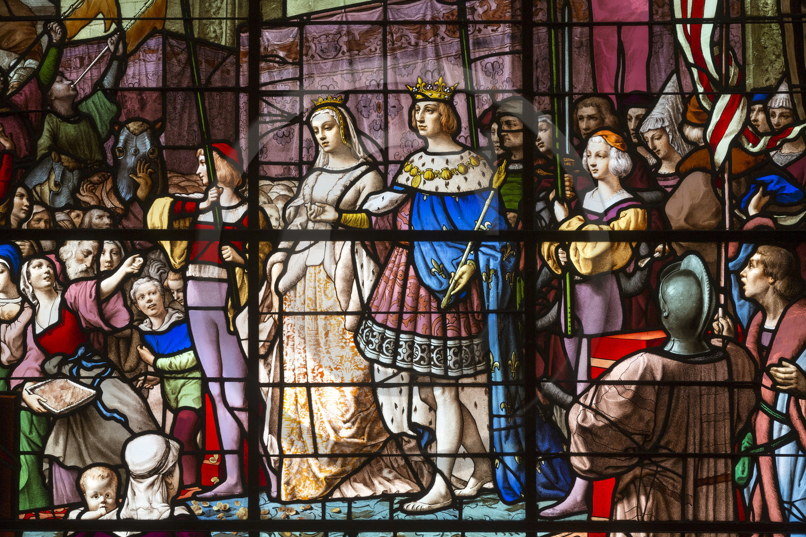 stained glass by Charles Champigneulle representing Anne de Bretagne's wedding