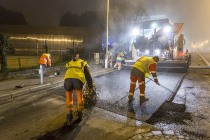 Triskell, chantier de nuit au carrefour de Kerjulaude à Lorient