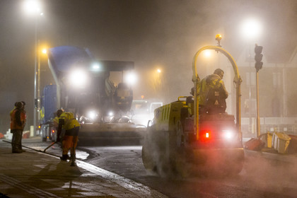 Triskell, chantier de nuit au carrefour de Kerjulaude à Lorient
