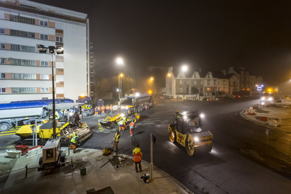 Triskell, chantier de nuit au carrefour de Kerjulaude à Lorient